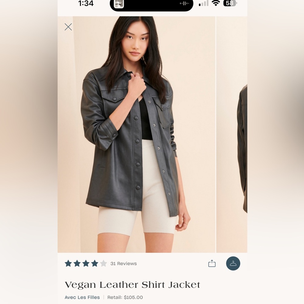 Avec Les Filles Black Leather Jacket Relaxed Fit